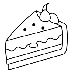 Minimalist Cake Outline Vector Art.