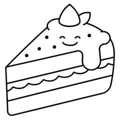 Minimalist Cake Outline Vector Art.