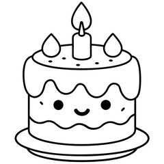 Minimalist Cake Outline Vector Art.