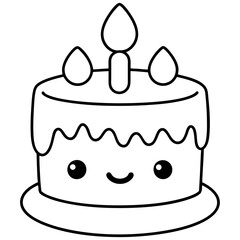 Minimalist Cake Outline Vector Art.