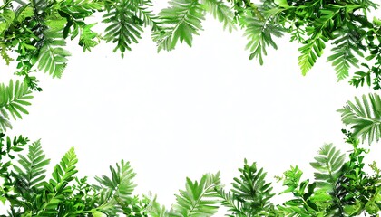 Cypress leaf frame clipart, foliage border, vector art, dark green, isolated on white background,