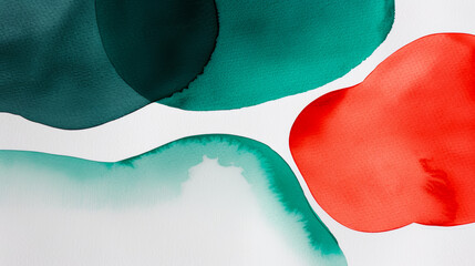 Ink watercolor illustration capturing the vibrant interplay of emerald green and festive red hues for Christmas banner design watercolour background 