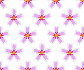 Seamless vector pattern of stylized Cosmos flower