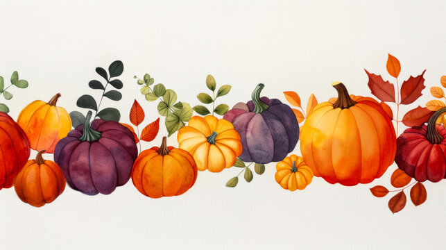 Ink watercolor illustration depicting vibrant shades of orange and purple capturing the joyous Halloween festivities banner design watercolour background 