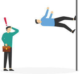 Confused business person look partner walk another direction. Business different path vector illustration

