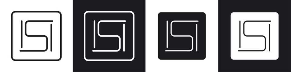 ISI mark vector icon set in black and white filled and solid style