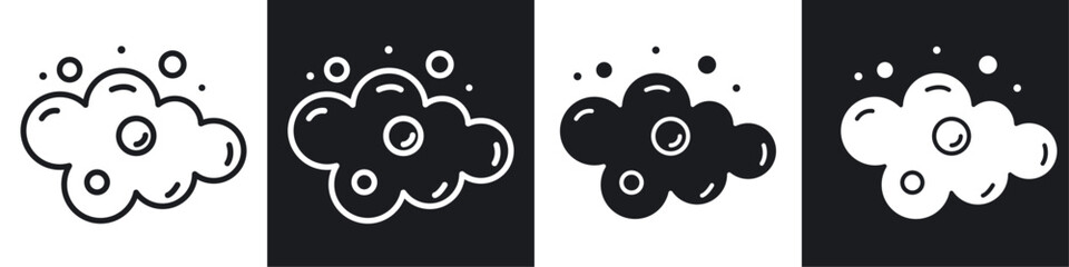 Foam vector icon set in black and white filled and solid style