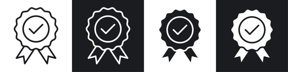 Award vector icon set in black and white filled and solid style