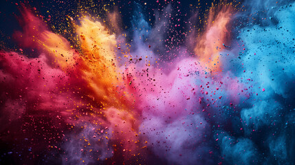 Fototapeta premium colored powder explosions everywhere in air, only colors, no people, canvas painting 