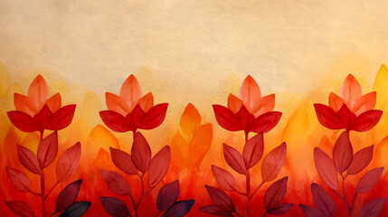 Ink watercolor illustration highlighting fiery red and golden hues with intricate motifs celebrating Diwali festivities banner design watercolour background 