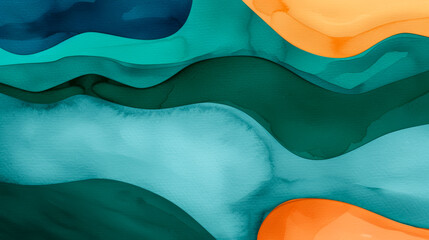 Obraz premium Ink watercolor illustration showcasing a blend of vibrant emerald green and warm cinnamon hues symbolizing Day of the Deads cultural celebration banner design watercolour background 