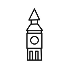 Big Ben icon linear vector graphics sign