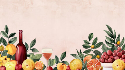 Ink watercolor illustration showcasing soft peach and russet hues capturing the warmth of Thanksgiving gatherings banner design watercolour background 