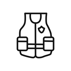 Reflective Police Vest icon linear vector graphics sign