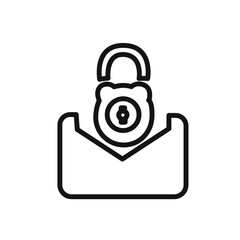 Email security key icon linear vector graphics sign