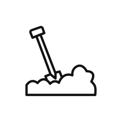 Snow and shovel icon linear vector graphics sign
