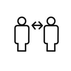 Social distancing icon linear vector graphics sign