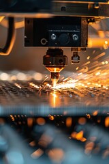 Precision Fiber Laser Cutting Machine Slicing Through Metal.