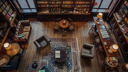 Naklejka premium top view of library 
