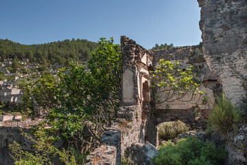 Fethiye Kayaköy stone houses and ruins. Mugla, Turkey.
Kayakoy ghost village. Turkey's abandoned houses. The Ghost Town of Kayakoy. Abandoned religious ghost city.