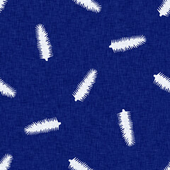 Indigo denim blue leaf motif seamless pattern. Japanese dye batik fabric style effect print background swatch. 