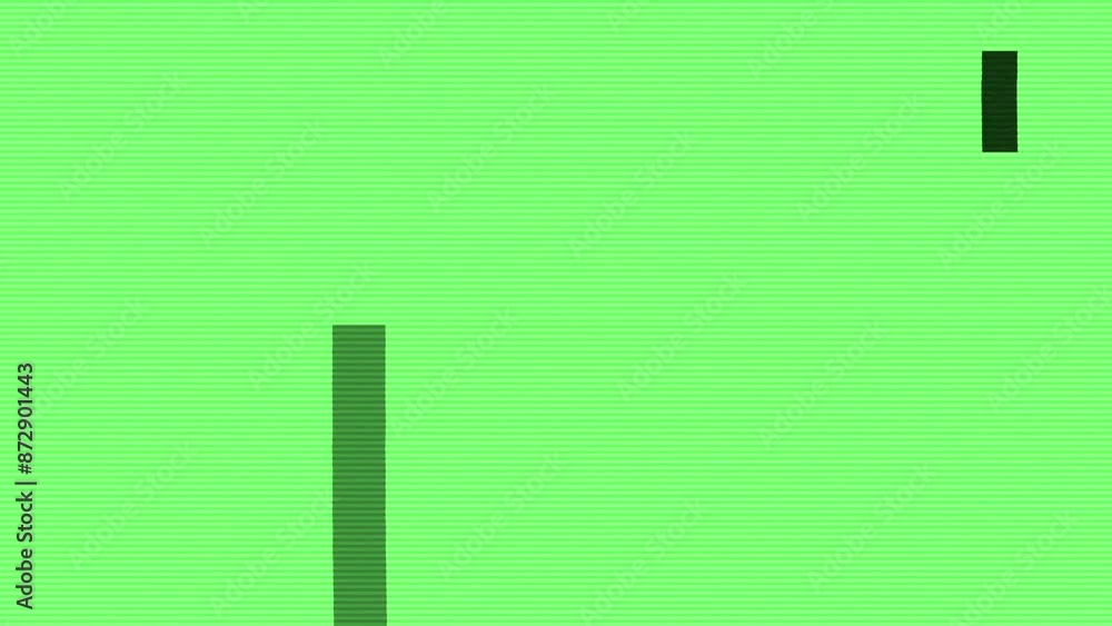 Poster square and rectangular shapes in motion on a green background with glitches, static and distortion e