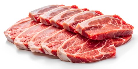 Fresh raw pork slices