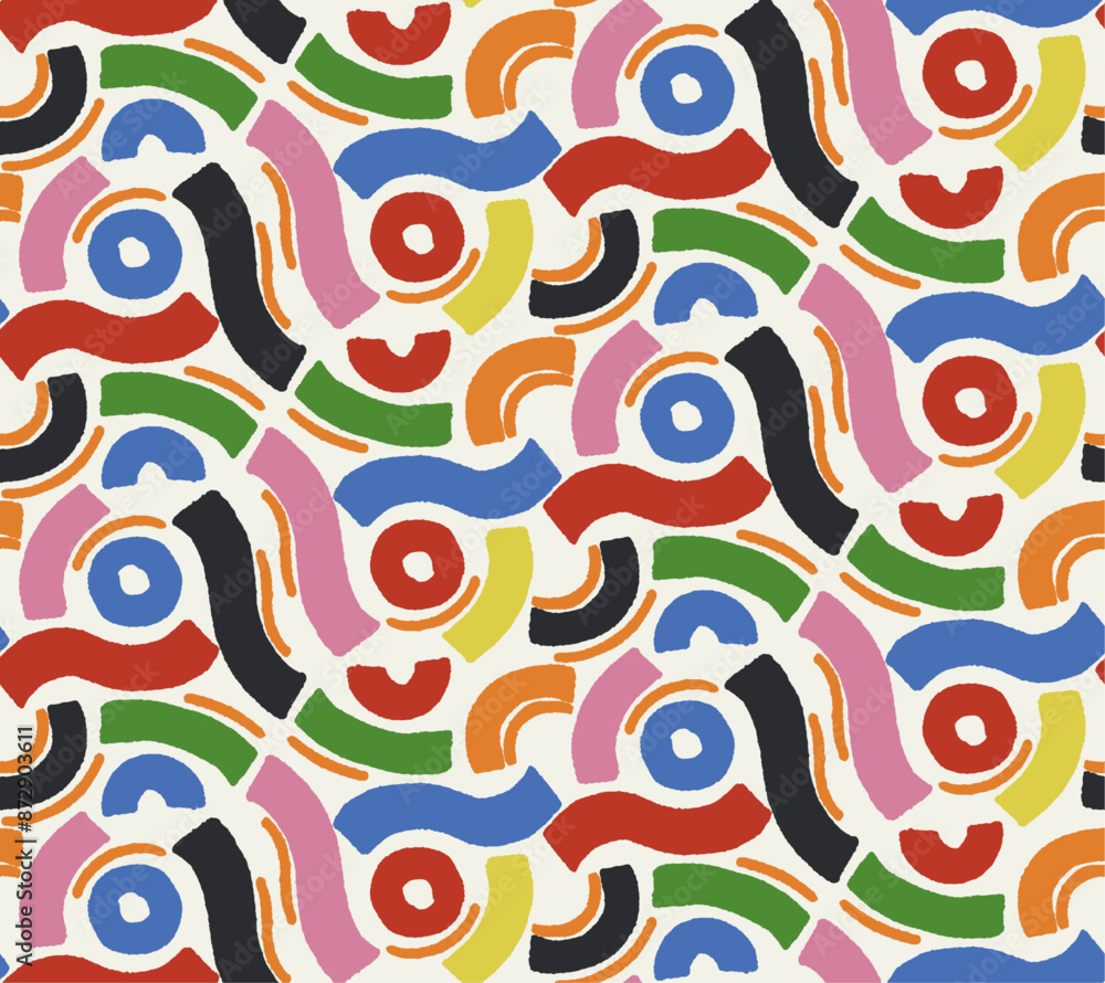 Fototapete Abstract pattern consisting of the same type of rounding, repeated in different colors.