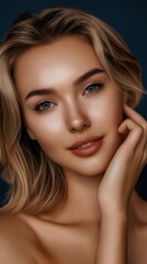 Obraz premium A beautiful blonde woman with blue eyes.