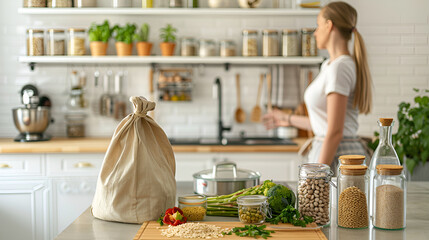 Eco-Friendly Kitchen with Fresh Herbs and Organic Ingredients