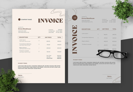 Brown And Peach Business Invoice