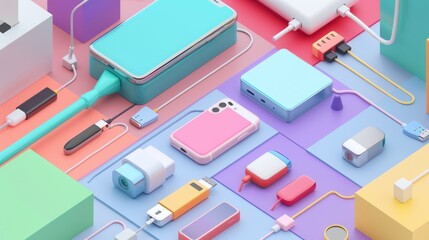 Colorful Gadgets and Cables