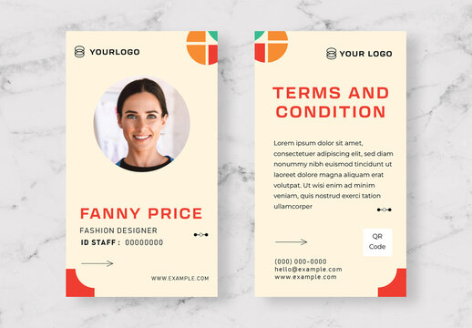 Red And Peach Identity Card