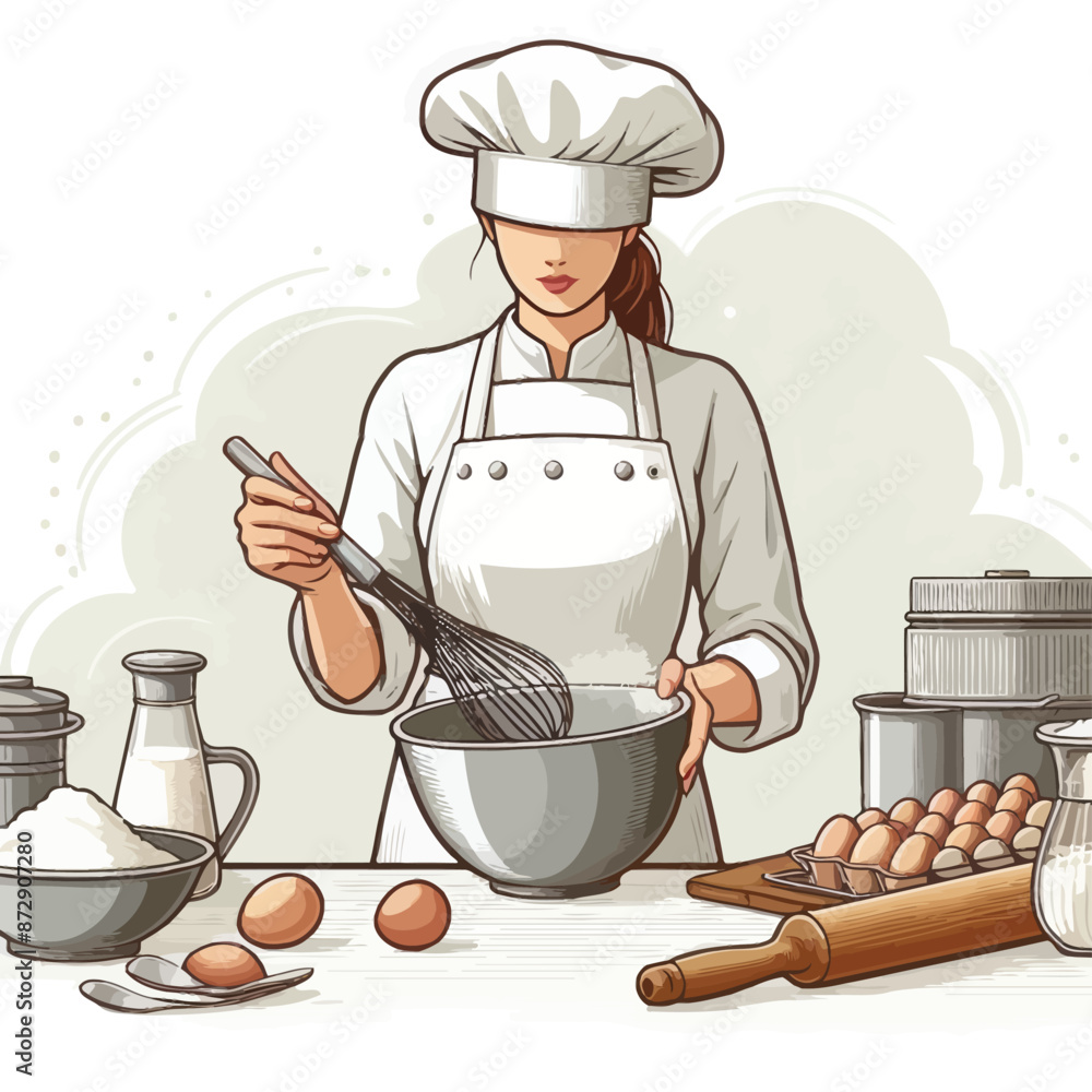 Wall mural baker-vector adobe illustrator artwork