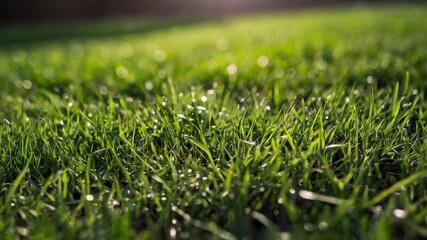 Fototapeta premium Green grass in the sun's rays