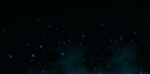 Glowing blue highlights. Wallpaper pattern natural dust particles flow in air on black background .Space dust. Abstract background of dust particles. Fantastic illustration. Vintage bokeh of lights 