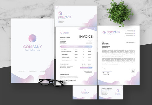 Blue And Purple Company Stationery