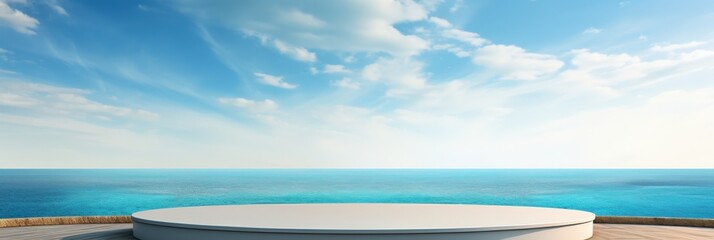 Empty Platform Overlooking the Ocean