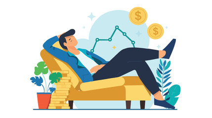 Passive income and market investing flat vector illustration