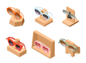 Sunglasses compositions in isometric view