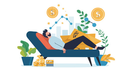 Passive income and market investing flat vector illustration