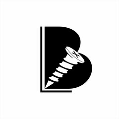 Letter LB vector logo design with screw.