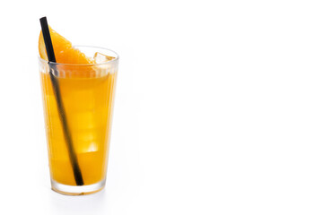 Orange vodka cocktail isolated on white background. screwdriver cocktail. Copy space