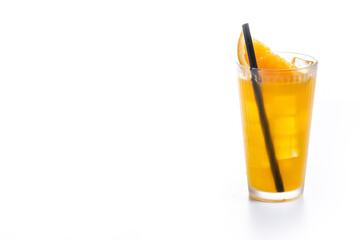 Orange vodka cocktail isolated on white background. screwdriver cocktail. Copy space