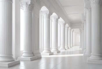 Obraz premium 3d rendering white corridor pillars background render