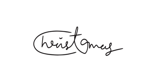 handwritten merry christmas inscription. Hand drawn lettering. One line drawing of phrase. Vector.