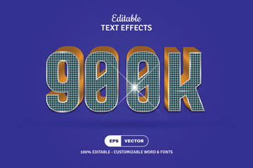Luxury Diamond Editable Vector Text Effects With Gradient Shining and Spark. 