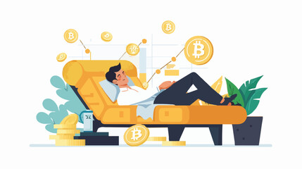 Passive income and market investing flat vector illustration