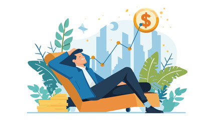 Passive income and market investing flat vector illustration