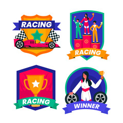 Car racing badges in flat design